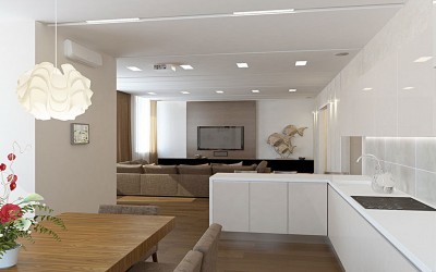 Глянцевая белая кухня